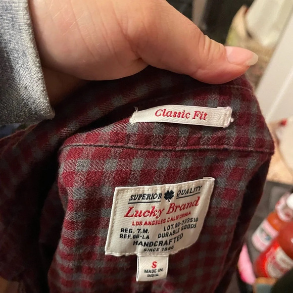 LUCKY BRAND MENS CHECKERED FLANNEL TOP - Picture 3 of 5